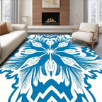 Bold Blue Sunburst Floral Medallion Rug
