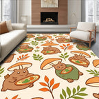 Chubby Mushroom Bear Autumn Leaves Bowl Rug