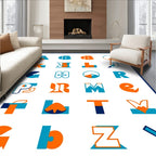 Alphabetical Geometric Bold Orange Aqua Rug