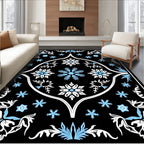Black White Ice Flower Nova Rug