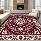 Crimson Floral Bloom Central Medallion Rug