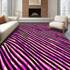 Pink Black Wavy Striped Rug