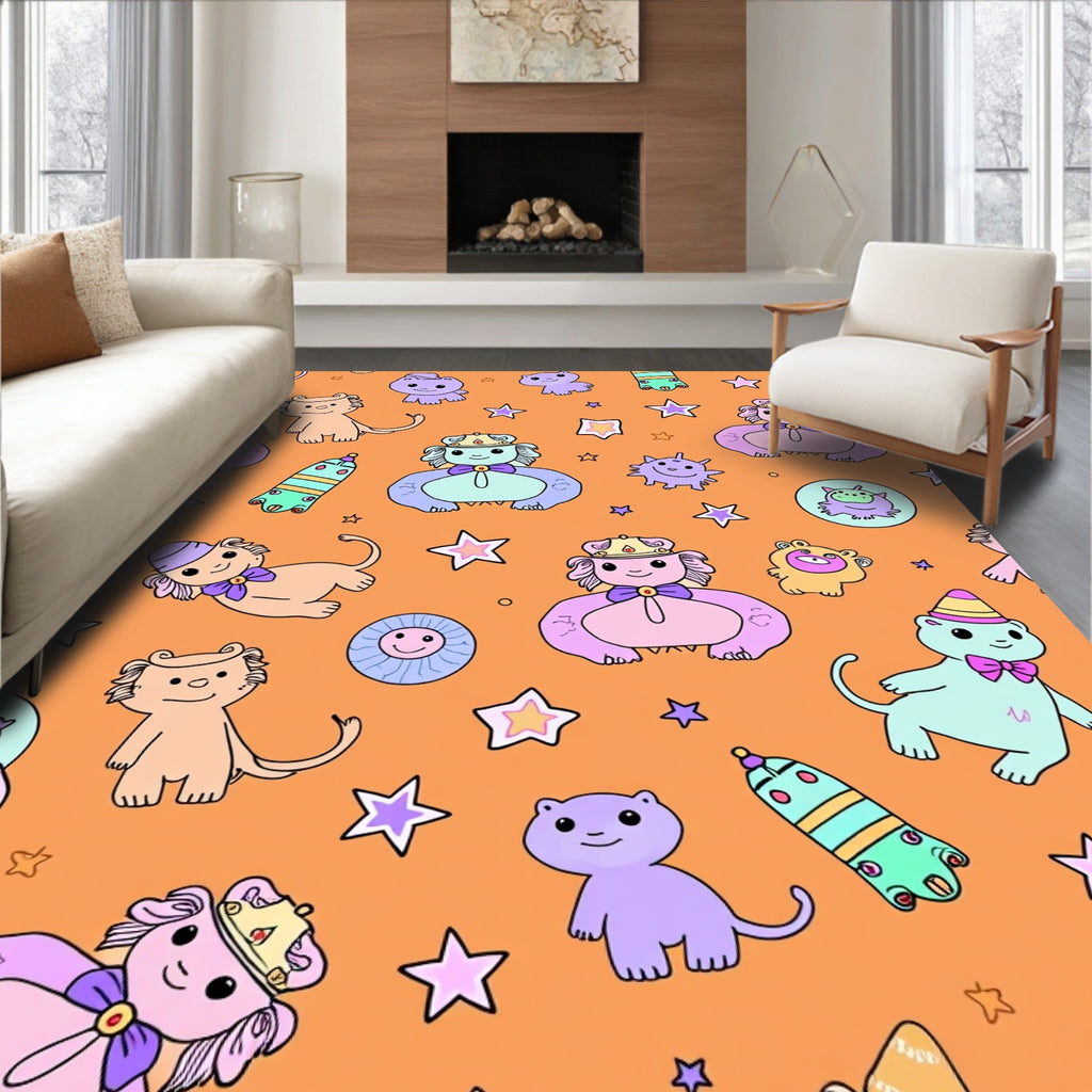 Cute Kawaii Characters With Stars Rug