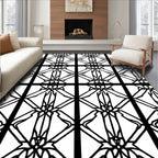 Black Geometric Art Deco Lattice Rug
