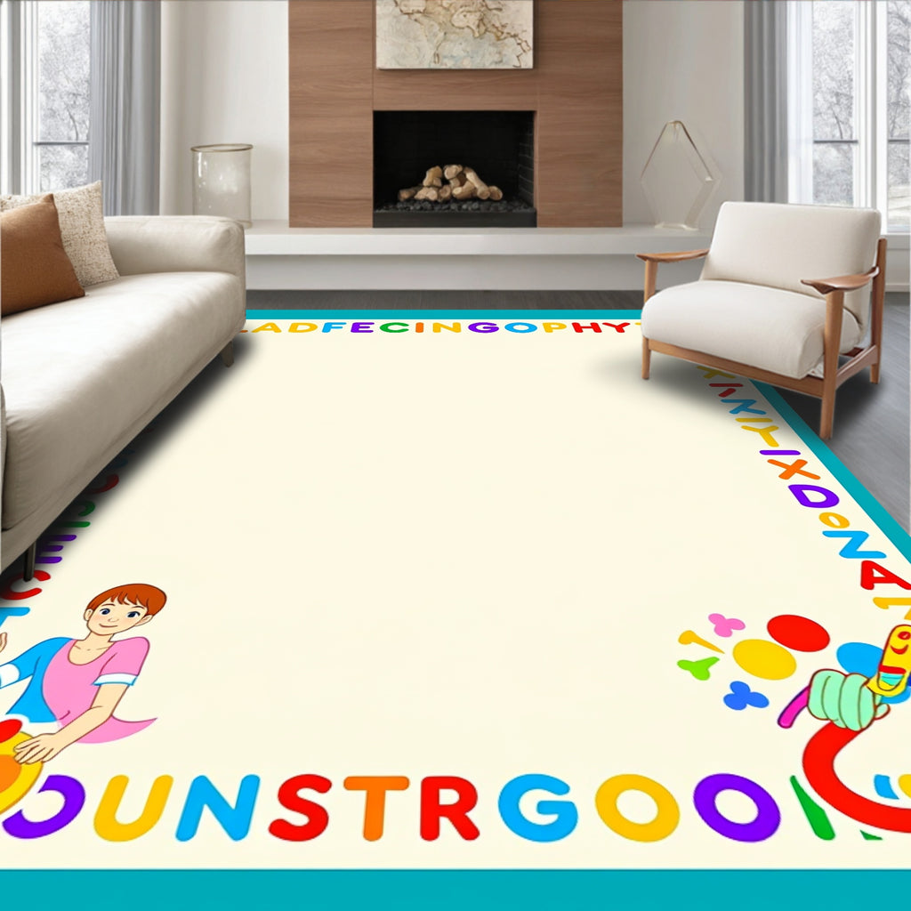 Color Alphabet Border Art Rug