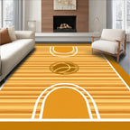 Golden Basketball Court Wood Grain Rug