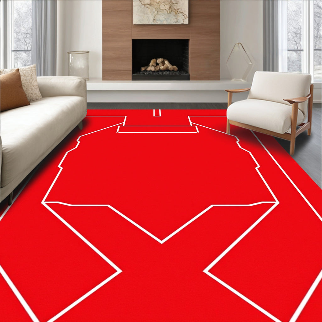 Crimson White Geometric Armor Rug