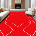 Crimson White Geometric Armor Rug