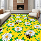 Yellow Daisy Bee Garden Whimsical Rug