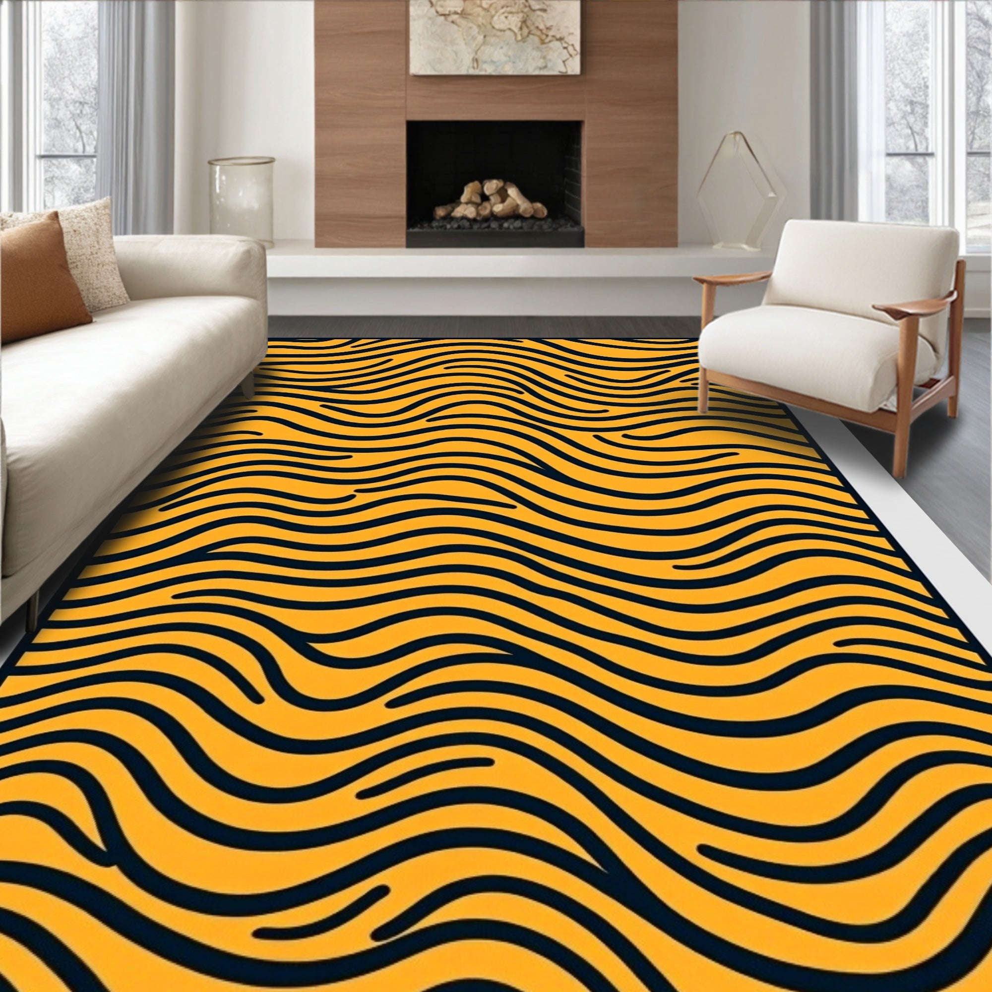 Golden Onyx Wave Overlay Rug