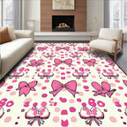 Pink Bow Polka Dots Whimsical Field Rug