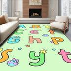 Playful Alphabet Characters Bright Colors Rug