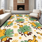 Whimsical Yellow Bird Floral Meadow Rug