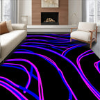 Radical Electric Blue Pink Swirls Rug