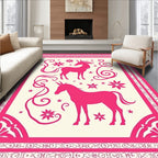 Hot Pink Unicorn Floral Border Rug