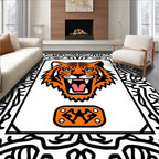 Bold Orange Tiger Face Border Rug