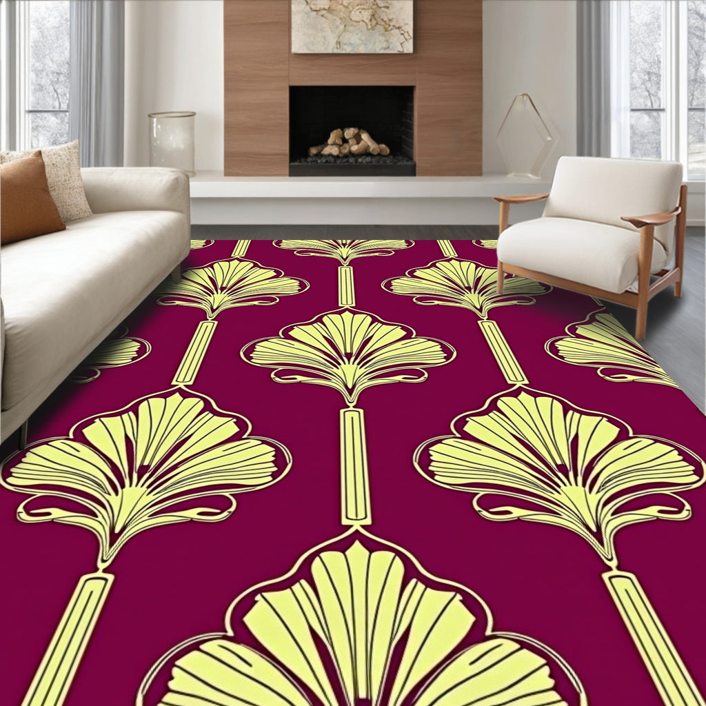 Deep Plum Art Deco Fan Rug