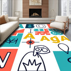 Colorful Abstract Alphabet Graphic Collage Rug