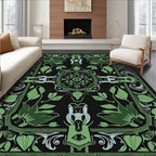 Emerald Green Art Nouveau Floral Rug