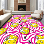 Yellow Cheese Maze Pink Swirl Rug