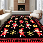 Crimson Elf Star Black Decorative Border Rug