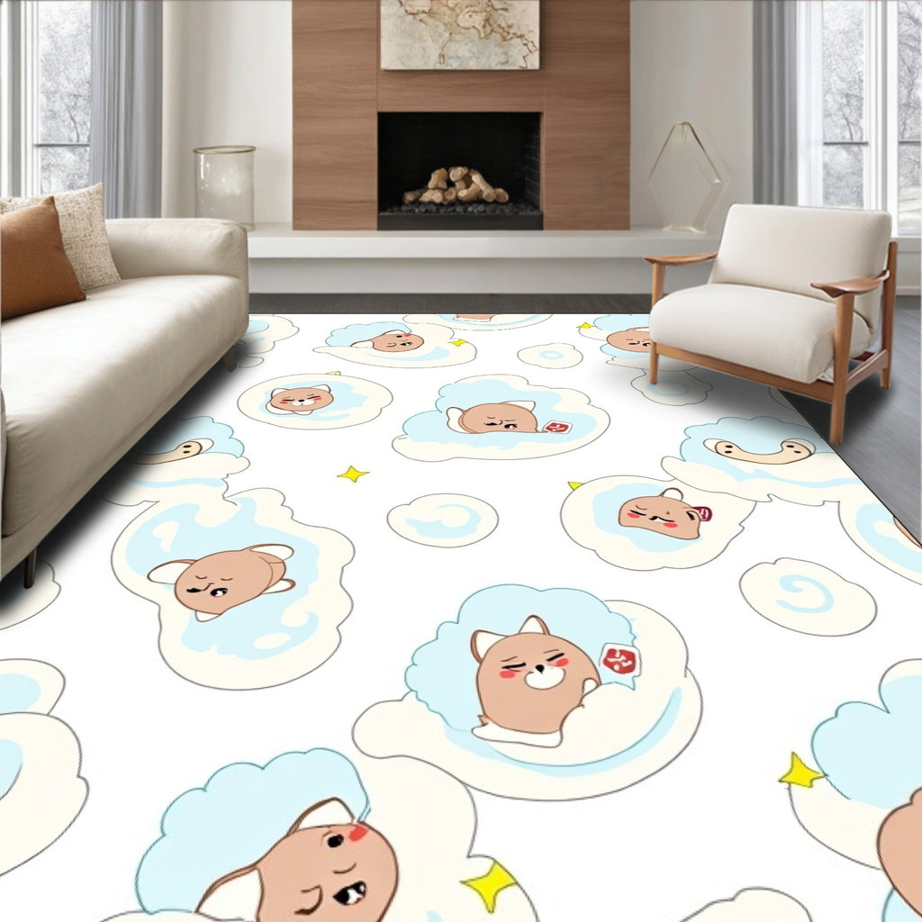 Cute Sleeping Bears on Clouds Rug