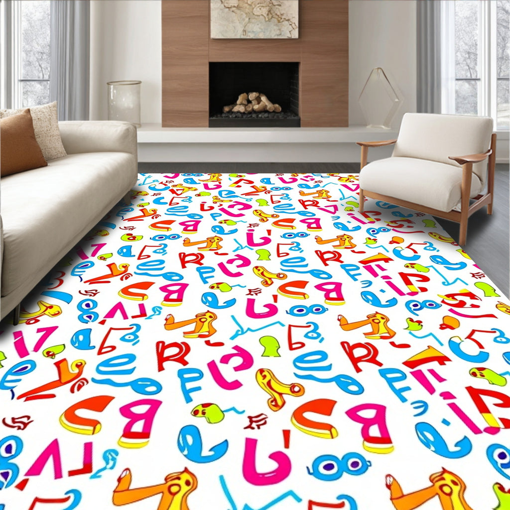 Jazzy Alphabet Letters Collage Rug