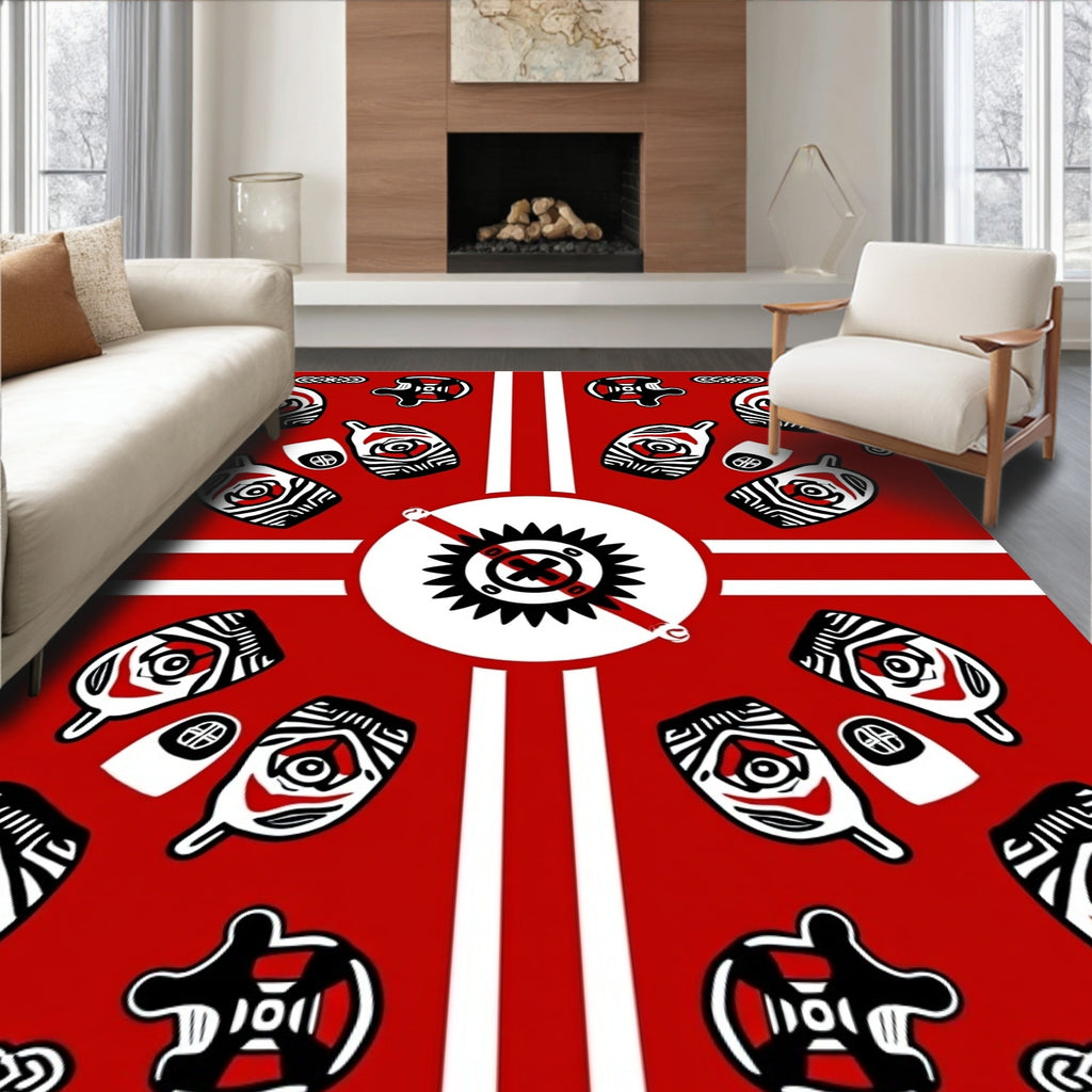 Abstract Red Tribal Totem Rug