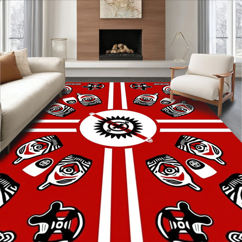 Abstract Red Tribal Totem Rug