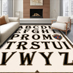 Vintage Serif Alphabet Cream Border Rug
