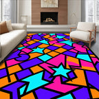 Neon Starburst Geometric Collage Rug