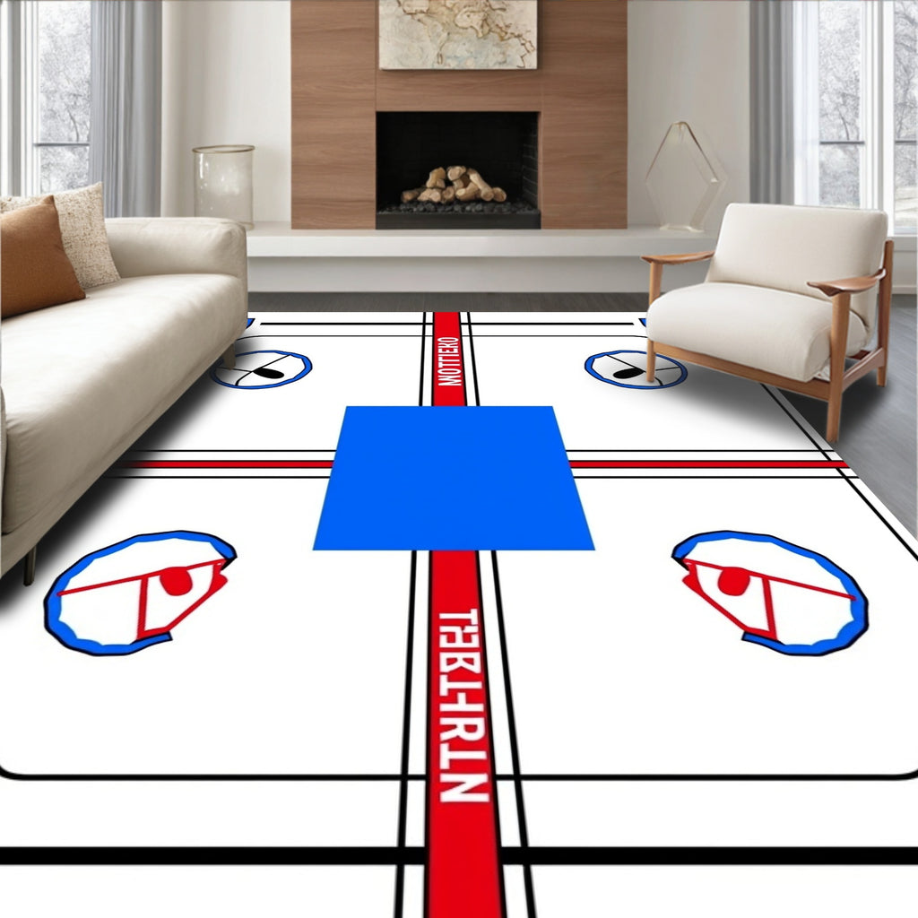 Red White Blue Geometric Abstract Layout Rug