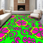 Neon Pink Yellow Flower Burst Rug