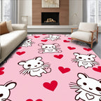 Cute white mice with red hearts Rug