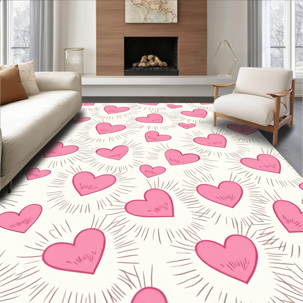 Pink Hearts Bursting With Love Rug