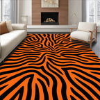 Bold Orange Black Zebra Stripes Rug