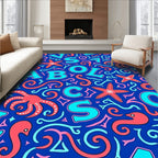 Aquatic Alphabet Medley Turquoise Coral Rug