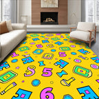 Playful Yellow Bold Numbers Flowers Rug