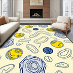 Yellow Blue Cell Organic Swirl Rug