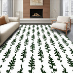 Dark Green Botanical Stem Repeat Rug