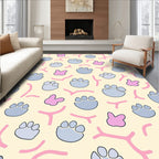 Cute Paw Prints Pink Yellow Rug