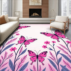 Pink Butterfly Garden Whimsy Botanical Rug