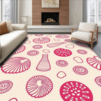 Crimson Seashell and Pod Arrangement Rug