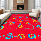 Bright Red Whimsical Alphabet Flow Rug