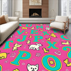 Pink Alphabet Cats and Numbers Rug