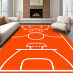 Bold Orange Geometric Court Rug