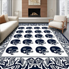 Navy Blue Football Helmet Grid Rug