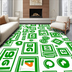 Bold Green Graphic Number Collage Rug