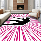 Dynamic Black Silhouette Pink Burst Rug