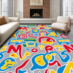 Bold Abstract Red Yellow Blue Graffiti Rug